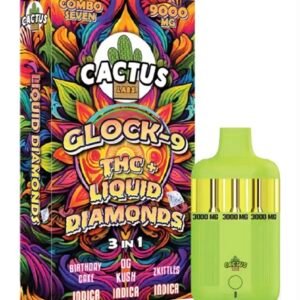 Birthday Cake | OG Kush | Zkittles Cactus Labs Glock 9 THC + Liquid Diamonds 3in1 Vape 9000mg